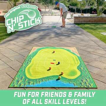 GoSports Chip N' Stick Golf Game - Includes 1 Chip N' Stick Game Mat, 16 Grip Golf Balls, and Chipping Mat