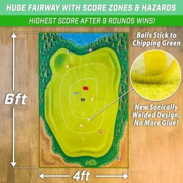 GoSports Chip N' Stick Golf Game - Includes 1 Chip N' Stick Game Mat, 16 Grip Golf Balls, and Chipping Mat