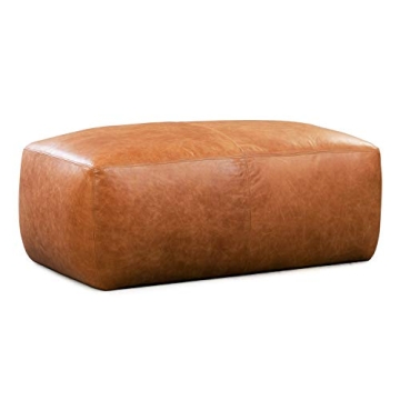 Denver Leather Ottoman in Elegant Cognac Tan for Homes