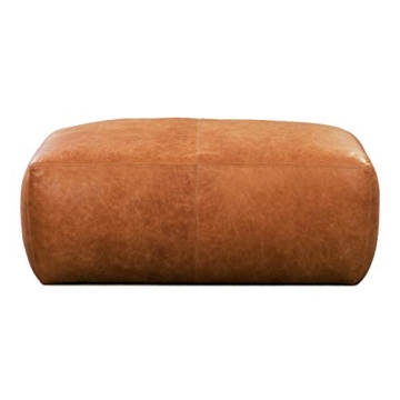 Denver Leather Ottoman in Elegant Cognac Tan for Homes