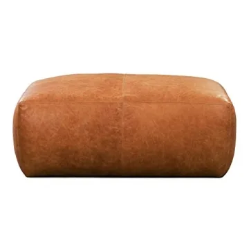 Denver Leather Ottoman in Elegant Cognac Tan for Homes