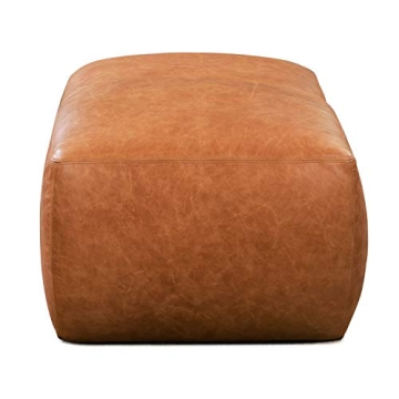 Denver Leather Ottoman in Elegant Cognac Tan for Homes