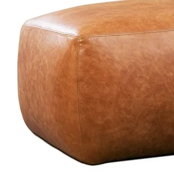 Denver Leather Ottoman in Elegant Cognac Tan for Homes