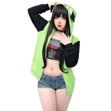 C-ZOFEK Cosplay Hoodie Jacket Mens Womens Green Coat with Ears for St. Patrick's Day Parties Costume