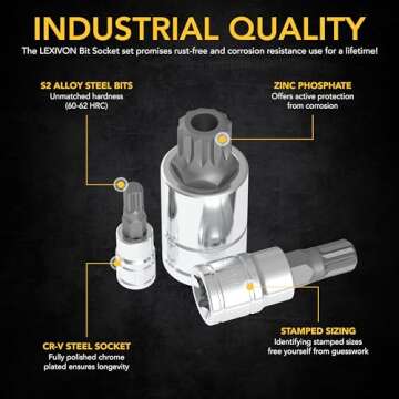 LEXIVON XZN Triple Square Spline Bit Socket Set, Premium S2 Alloy Steel | 10-Piece European Style M4 - M18 Set | Enhanced Storage Case (LX-145)
