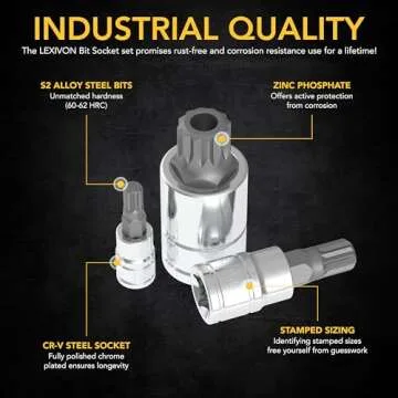 LEXIVON XZN Triple Square Spline Bit Socket Set, Premium S2 Alloy Steel | 10-Piece European Style M4 - M18 Set | Enhanced Storage Case (LX-145)