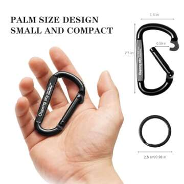 6PCS Carabiner Clip - Heavy Duty Iron Carabiners 800lbs Carabeaner D Ring Shape,Key Chain Clip Hook,...