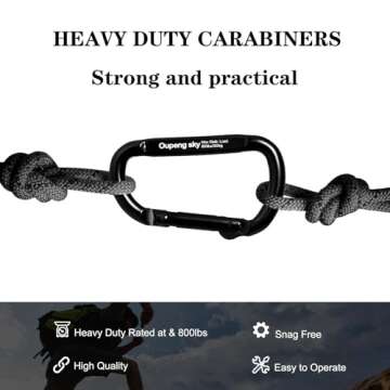 6PCS Carabiner Clip - Heavy Duty Iron Carabiners 800lbs Carabeaner D Ring Shape,Key Chain Clip Hook,Keychain Clip,Multipurpose for Camping, Hiking,Backpacking or Other Outdoor Activities, Black.