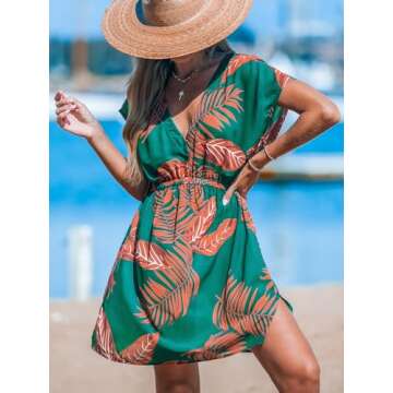 CUPSHE Women V Neck Swimwear Coverup Dress - Beach Style