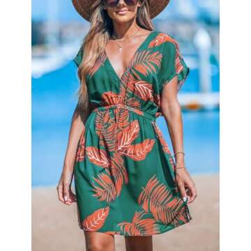 CUPSHE Women V Neck Swimwear Coverup Dress - Beach Style