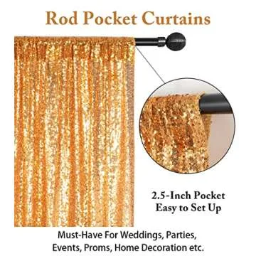 Sequin Backdrop Gold 2FTx8FT for Events & Photography