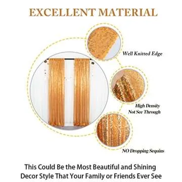 Sequin Backdrop Gold 2FTx8FT for Events & Photography