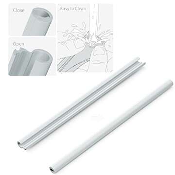 Reusable Silicone Straws Set of 6, Straight Bubble Tea straw Flexible, Snap Straw-Openable Design Easy to Clean and Dishwasher Safe, Eco-Friendly (Gray)