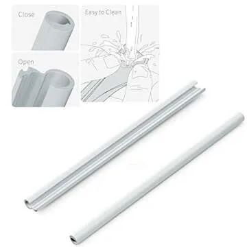 Reusable Silicone Straws Set of 6, Straight Bubble Tea straw Flexible, Snap Straw-Openable Design Easy to Clean and Dishwasher Safe, Eco-Friendly (Gray)