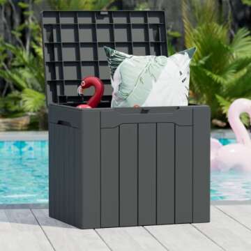 Greesum 31 Gallon Resin Deck Box Large Outdoor Storage for Patio Furniture, Garden Tools, Pool Suppl...