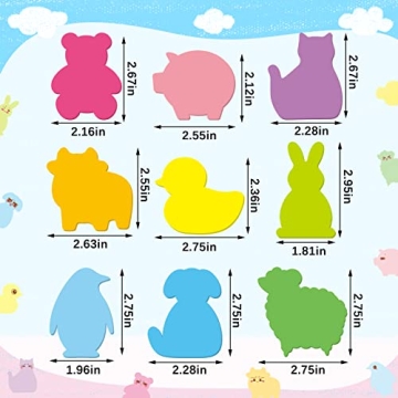 Cute Animal Sticky Notes 9 Color Bright Memo Pads