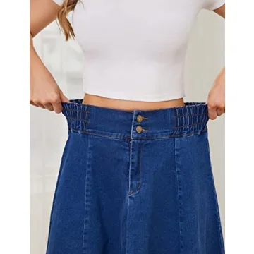 Tanming Women's Flared Midi Denim Jean Skirt for Casual Style