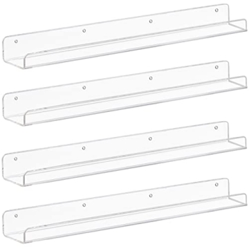 Weiai Clear Acrylic Floating Shelves, 24" Wall Bookshelf for Kids