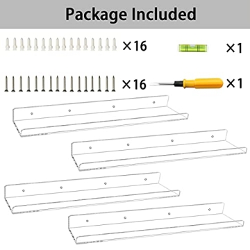Weiai Clear Acrylic Floating Shelves for Kids Books