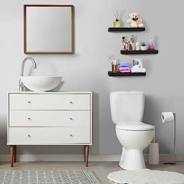 Sorbus Floating Shelves for Wall Storage - Wall Mounted Home Decor, 3 Pack in Black