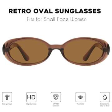 mosanana Retro Oval Sunglasses for Women 90s Small Trendy Vintage Cool Narrow Tiny Cute Small Face 2...