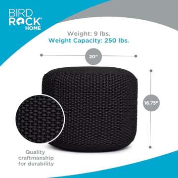 BIRDROCK HOME Waterproof Outdoor Pouf Ottoman for Stylish Seating