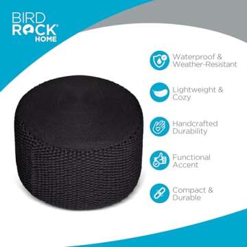 BIRDROCK HOME Waterproof Outdoor Pouf Ottoman for Stylish Seating
