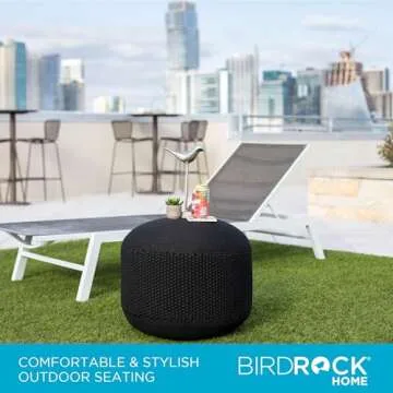 BIRDROCK HOME Waterproof Outdoor Pouf Ottoman for Stylish Seating