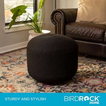 BIRDROCK HOME Waterproof Outdoor Pouf Ottoman for Stylish Seating