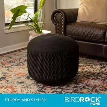 BIRDROCK HOME Waterproof Outdoor Pouf Ottoman for Stylish Seating