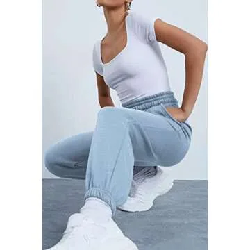 AUTOMET Women’s High Waisted Sweatpants in Sky Blue