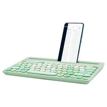 HUO JI Wireless Keyboard Multi-Device, Bluetooth and 2.4G Dual Mode for iPad, Switch to 3 Devices for Cellphone, Tablet, PC, Smart TV, MacBook iOS Android Windows, Green