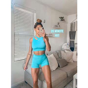 OQQ Women's 3 Piece Medium Support Crop Top Set