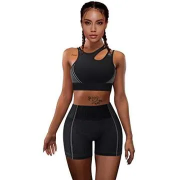 OQQ Women's 3 Piece Medium Support Crop Top Set