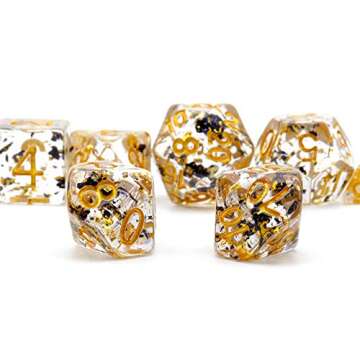Haxtec Black Gold Foil DND Dice Set for RPG Games
