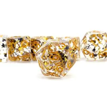 Haxtec Black Gold Foil DND Dice Set for RPG Games