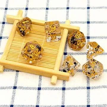 Haxtec Black Gold Foil DND Dice Set for RPG Games