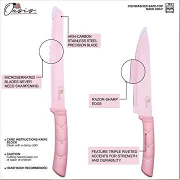 Chic Pink Kitchen Knife Set - OasisUSA Stainless Steel