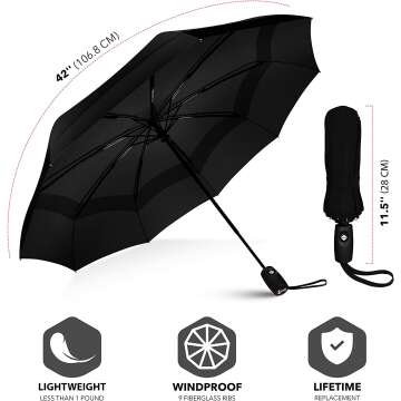 Compact Windproof Travel Umbrella for Men & Women