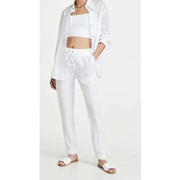 Enza Costa Women's Linen Easy Pants - Lightweight and Stylish