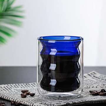 Jlong Creative Glass Cup Vintage Drinking Glasses Entertainment Dinnerware Glassware Beverage Cups for Water, Fruit Juice, Wine Beer Kitchen Bar Decor