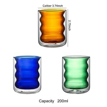 Jlong Creative Glass Cup Vintage Drinking Glasses Entertainment Dinnerware Glassware Beverage Cups for Water, Fruit Juice, Wine Beer Kitchen Bar Decor