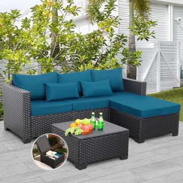 Rattaner Outdoor Furniture Set 3 Pieces Wicker Patio Furniture Outdoor Sectional Patio Couch Outdoor...