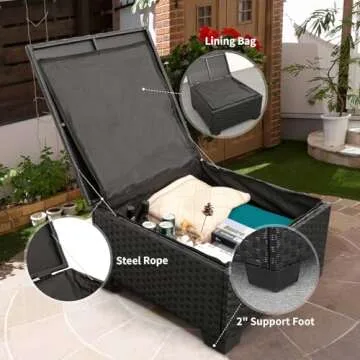 Rattaner Outdoor Furniture Set 3 Pieces Wicker Patio Furniture Outdoor Sectional Patio Couch Outdoor Coffee Table with Storage All-Weather Non-Slip Cushions Waterproof Covers, Peacock Blue