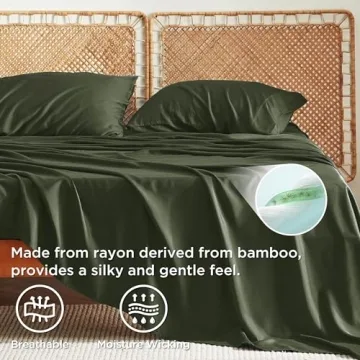 Bedsure King Size Bamboo Cooling Sheets for Hot Sleepers
