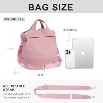 Large 26L Pink Hobo Crossbody Bag for Women