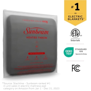 Sunbeam Heated Throw with Dual Controls in Night Fog Color