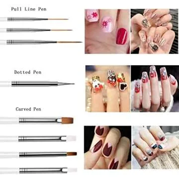 JOYJULY Nail Art Kit with Brushes Dotting Tools and Glitter