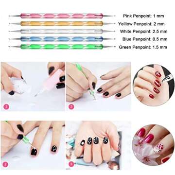 JOYJULY Nail Art Kit with Brushes Dotting Tools and Glitter