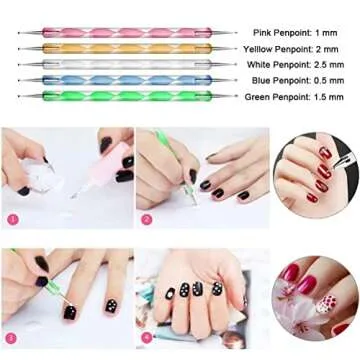 JOYJULY Nail Art Kit with Brushes Dotting Tools and Glitter